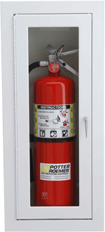 what is a semi recessed fire extinguisher cabinet?