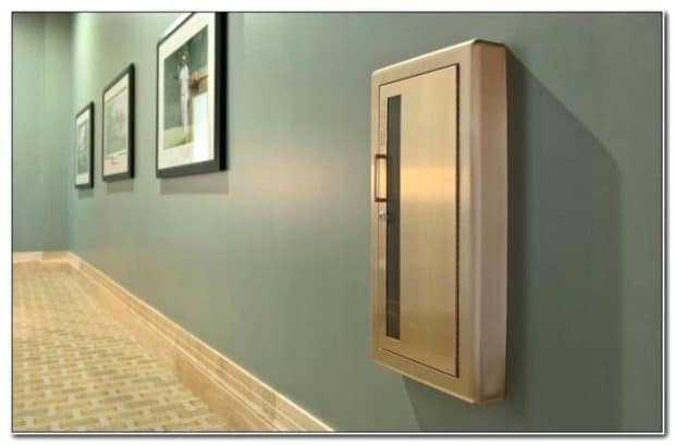 what is a semi recessed fire extinguisher cabinet?