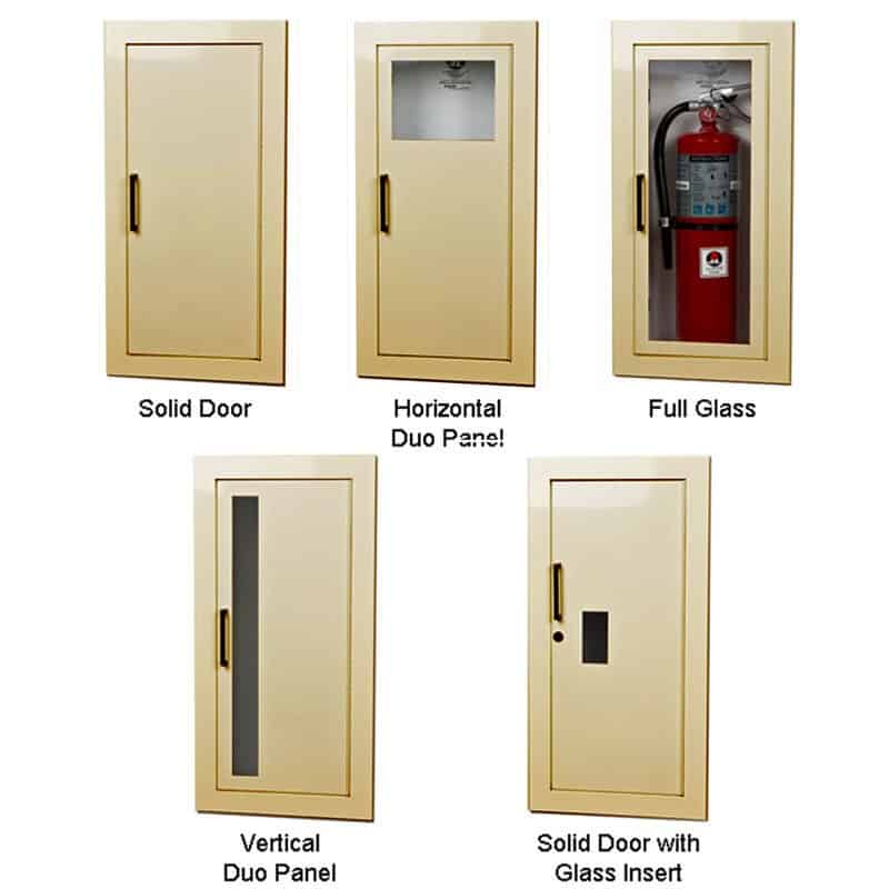 what is a semi recessed fire extinguisher cabinet?