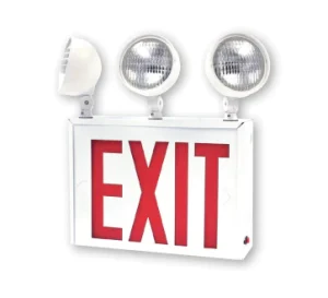 Exit & Emergency Light Combo with 3 Lighting Heads